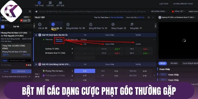 Bật mí các dạng cược phạt góc thường gặp